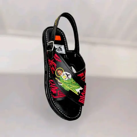 Men's Handmade Ethnic Style Huarache Sandals - SJT Artisanal Round Toe Cow Hide Leather, Ankle Adjustable Buckle Strap, Flexible Breathable, Nail Decor, Rubber Sole, Embroidery, Casual Summer Walking Footwear, Unique Fashionable Sandals