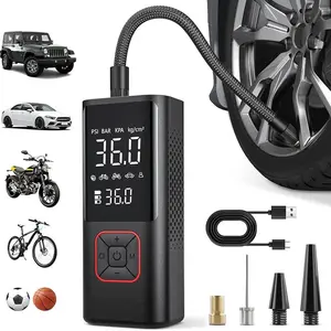 Portable Air Compressor, 0~150PSI Adjustable Inflatable Pump, Fast Inflation Tool for Ball, Bicycle, Motorcycle & Car Tire Inflation, Car Accessories