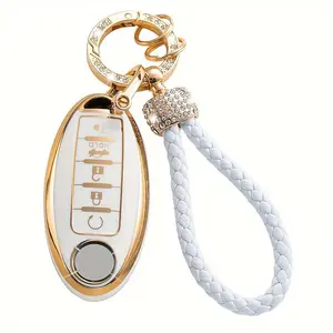 for Nissan Key Fob Cover for Altima, Rogue, Sentra, Pathfinder, Frontier, Maxima, Murano, Kicks, Juke, Versa, Armada, GTR 5 Buttons Smart Key Protector