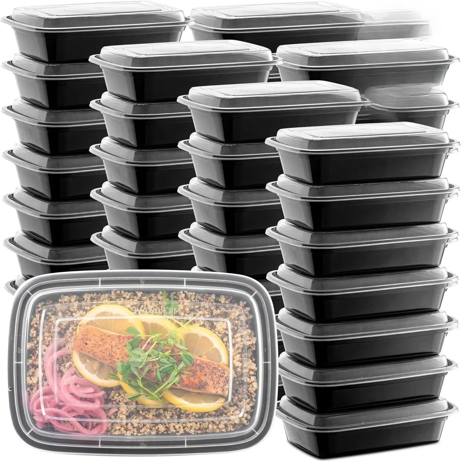 50 Pack Meal Prep Containers with Lids, 28oz Reusable Food Storage Containers Microwave Safe, BPA Free Bento Lunch Boxes for Takeout and Meal Prep, Dishwasher and Freezer Safe 1 Compartment To Go Containers
