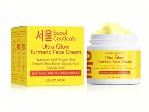 Turmeric Glow Face Cream with Glycolic & Hyaluronic Acid, Organic Calming Moisturizer with Aloe Vera, Brightening & Hydrating Skincare for Radiant Skin, Daily Day & Night Cream Hydrate Moisture Moisturizing