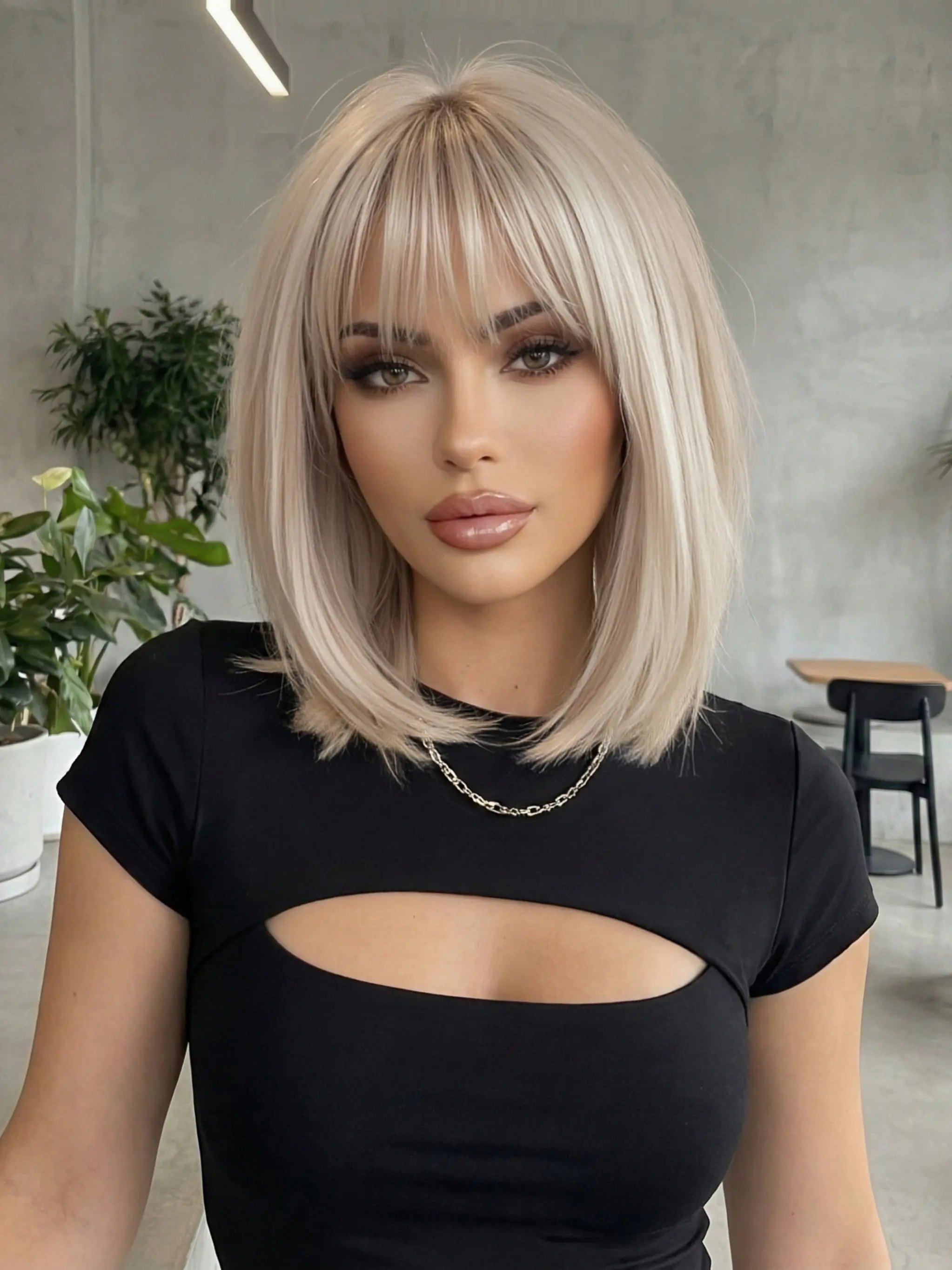 12 Inch Wig High Quality Soft Synthetic Hair Daily Party Cosplay Suitable for All Face Shapes Versatile Beautiful and Attractive Wig Synthetic Material Straight Wigs