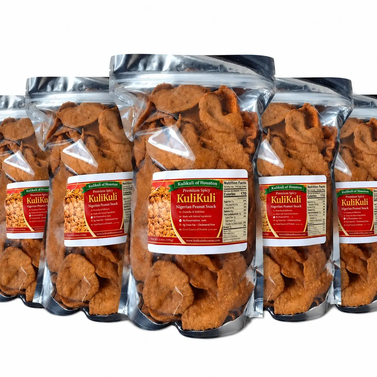 Authentic Nigerian Kulikuli Spicy Peanut Snack Pack - Crunchy Roasted Protein-Rich Nut Chips, 8oz(227g) Freshly Made Dairy-Free Gluten-Free Vegan Plant-Based Food, Stand-Up Bag, Houston-Made Traditional Spice Flavor
