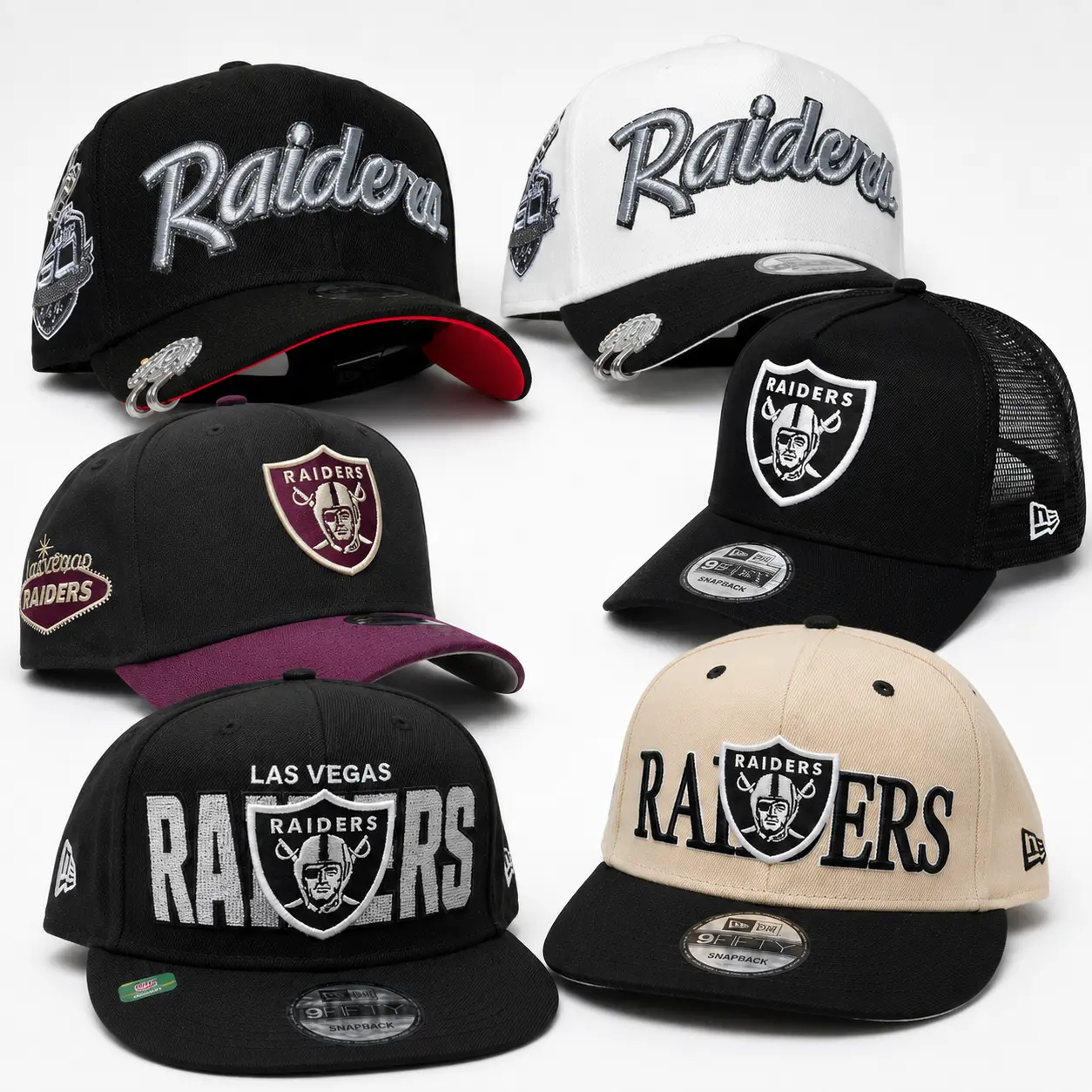New Era Las Vegas Raiders 9FIFTY Snapback Cap, Embroidered NFL Team Logo Football Hat, Adjustable Flat Brim Streetwear Sports Cap for Men & Women