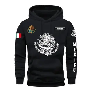 MOBOMOP Clear Fashion Men's Clothing [Mexico Print Hoodie] Mexico Print Hooded Sweatshirt - Men's Casual Trendy Pullover Hoodie DFEE