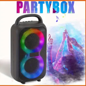 Portable Wireless Speaker With Double Subwoofer Heavy Bass, FM Radio, Lights, Loud Boom Box Stereo Sound System Speaker For Home Outdoor Party Gifts