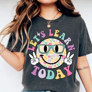 Let's Learn Today Shirt, Teacher Tshirt, Gift For Teacher Appreciation, Back to School Oversized graphic Tee,100% Cotton tshirts for women,Funny T-Shirt