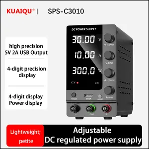 DC Power Supply Variable 30V 10A, Adjustable Switching Regulated DC Bench Power Supply with Output Switch High Precision 4-Digit LED Display, Benchtop Lab Power Supplies with 5V/2A USB Port