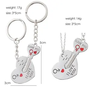 Couple I LOVE YOU Letter Keychain Heart Key Ring Silvery Lovers Love Key Chain Valentine's Day Gifts Jewelry