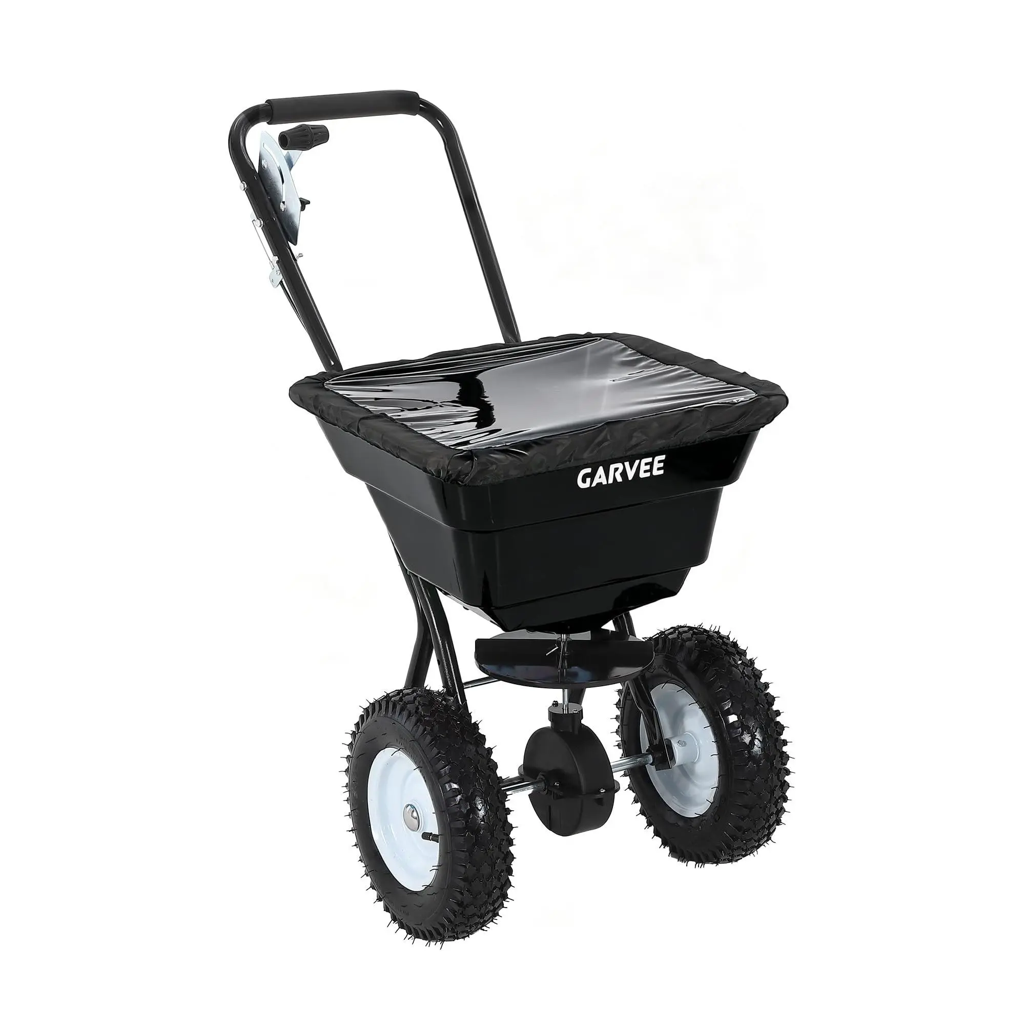80 lb Push Broadcast Spreader, 12FT Spread Width, 13in All-Terrain Wheels & Adjustable Flow for Seed, Fertilizer, Salt & Ice Melt, Black