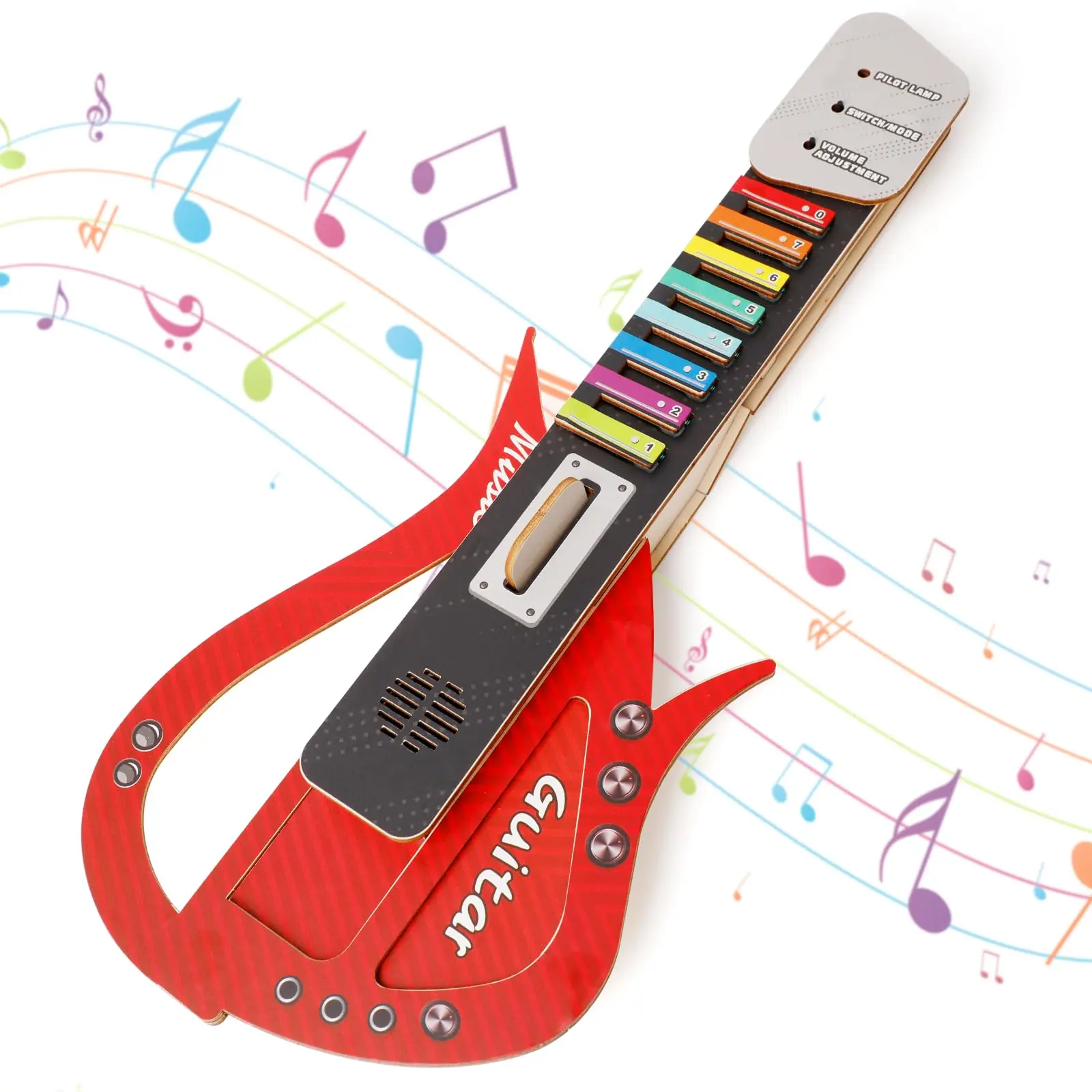 Guitar Toy for Kids DIY Electronic Wooden Play Guitar Kit 3-in-1 Musical Instrument with Real Sounds for 5-12 Year Old Children, Thanksgiving STEM Educational Toy