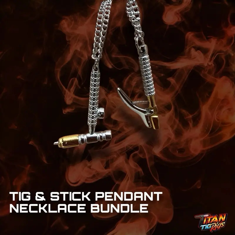 TIG & Stick Pendant Necklace Bundle, Unisex Industrial Stainless Steel Set with Articulating Welder Pendants on 24-Inch Chains, Choking Hazard Small Parts, Tig & Stick Enthusiasts, 24” Stainless Steel Chains, Welding, Stick&Tig, Industrial Jewelry Sets