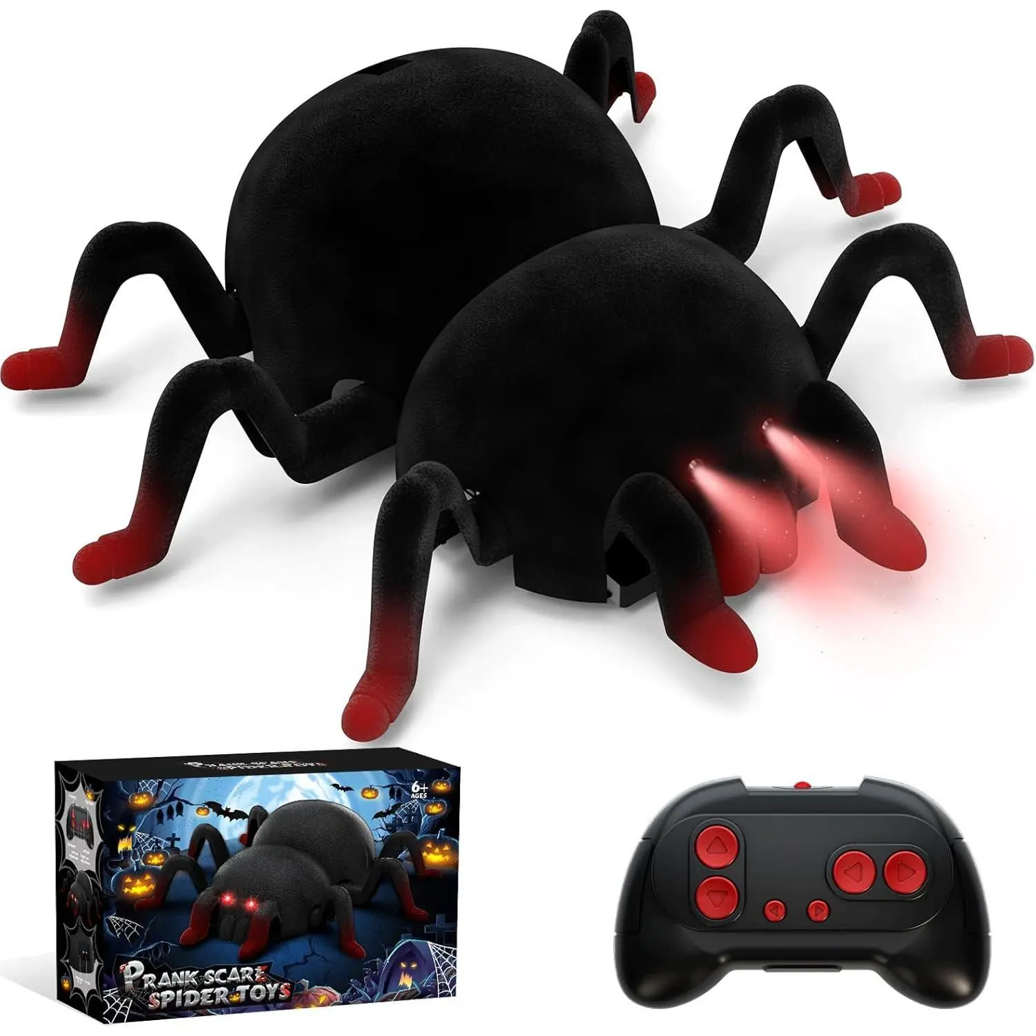 Electric Remote-Controlled Simulation Black Spider Toy, Electronic Animals Toy for Kids