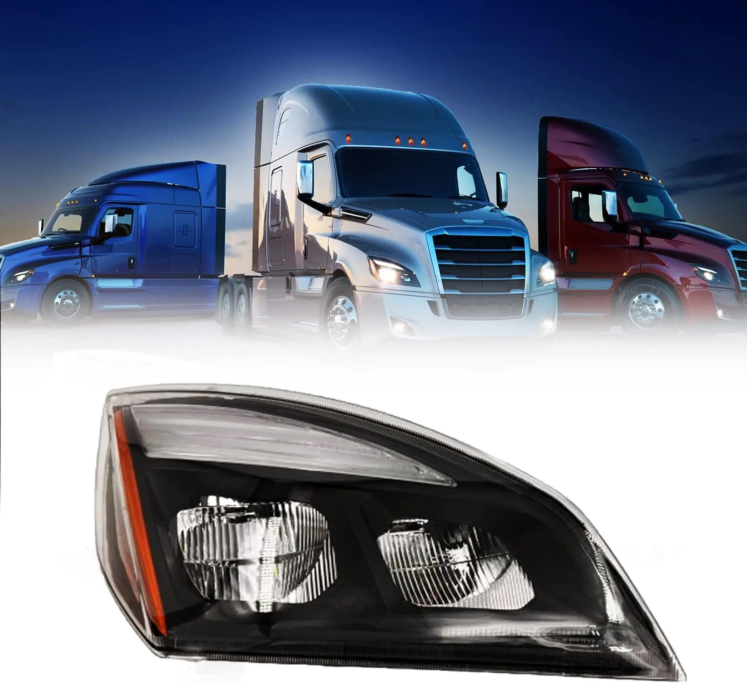 Torque Passenger Right Side Halogen Headlight Assembly for 2018-2022 Freightliner Cascadia Semi Trucks, Front Light with All Bulbs, DOT/SAE Approved, OEM Fitment, Pre-Assembled (TRH319902BR), Resistant Lens