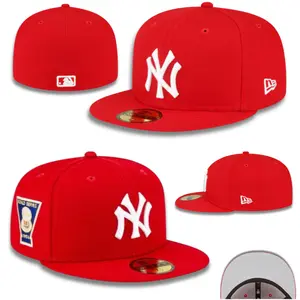 Red New York Yankees Streetwear Fitted Hat – New Era 59FIFTY MLB Cap with Flat Brim and World Series Side Embroidery, Streetwear Fashion Trend, Urban Casual Style, Limited Edition Collector