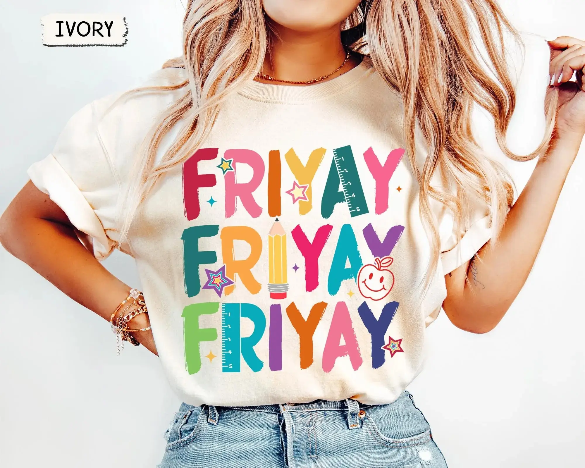 Comfort Colors Friyay Teacher Shirt, School Tee, Gift For Teach