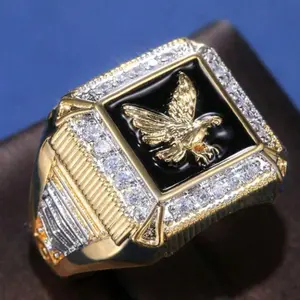 Gold plated eagle ring and shiny Cubic Zirconia is a classic jewelry gift for men