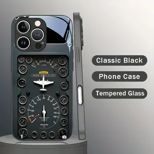 Tempered glass phone case with vintage aviation elements for iPhone 17 16 15 14 13 12 11 X XS XR Pro Max Plus Air series, ideal birthday or new year gift for friends, family and loved ones