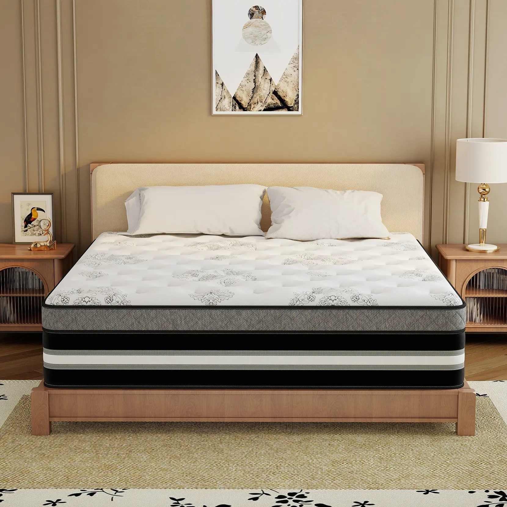 CHEHOON Twin Full Queen King Mattress in a Box 12/14 Inch Hybrid Mattresses Memory Foam & Zoned Support Springs Pressure Relief Breathable Fabric Motion Isolation CertiPUR-US & OEKO-TEX