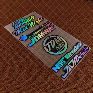 7PCS/SET Laser JDM Series Car Sticker, Decal Sticker, Universal Car Sticker, Sticker For Cars, for Car Body Decoration, Make Your Vehicle Show Japanese Tuning Street Racing Temperament, A Must for Cool Vehicle Decoration Enthusiasts