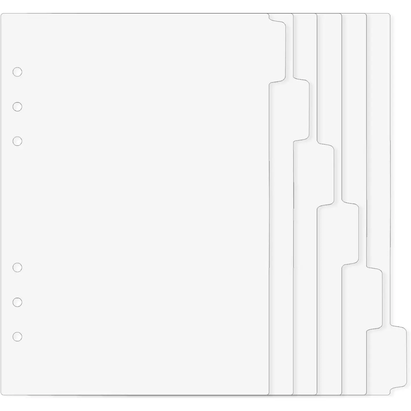 6 count A5 Binder Dividers, 6 Holes Clear Binder Divider Index with Tabs Insertable Plastic Index Divider Sheets 6 Rings Planner Divider Index Page for Binder Notebook Journal Diary Memo Notepad