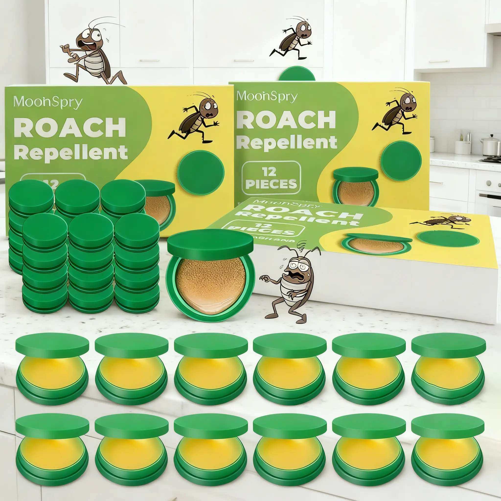 Indoor-Outdoor Cockroach Killer Bait Gel & Glue Traps (48 Pieces) - Cockroach Repellent, Area Repellent, Insect Control for Home Pest Management, Cockroach Repellent Cockroaches, Glue Trap Cockroaches