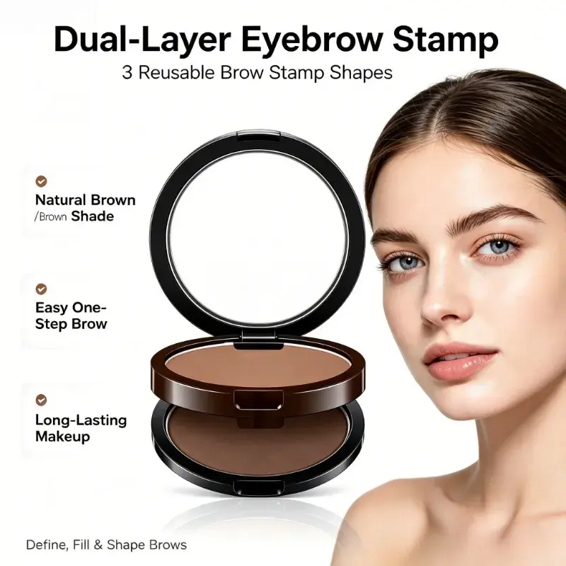 Eyebrow Stamp Shaping Kit for Beginners - Waterproof, Sweatproof, Smudge-Proof, Long-Lasting Brow Makeup with Easy Application, 1# Light Gray, # Dark Gray + Light Brown, 3-Year Shelf Life eyebrow pencil eyebrow tint