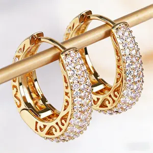 14K Gold Plated Iced Out Hoop Earrings for Women, Luxury Pave CZ Diamond Huggie Earrings, Hypoallergenic Stainless Steel Bling Earrings, TikTok Viral Trendy Chunky Gold Hoops, Sparkling Statement Jewelry for Party Wedding Daily Wear, Perfect Gift for Her