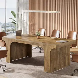 Tribesigns Large Wood Grain Executive Conference Table for Meeting Rooms