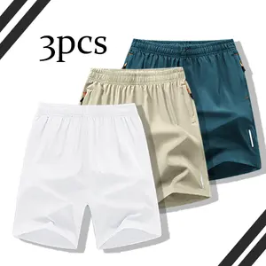 3-Pack Men’s Summer Casual Shorts — New for summer, gym shorts with an elastic waistband featuring a drawstring for adjustable tightness, side pockets for convenient carry and storage. Perfect for streetwear, camping, hiking, outdoor activities, and every