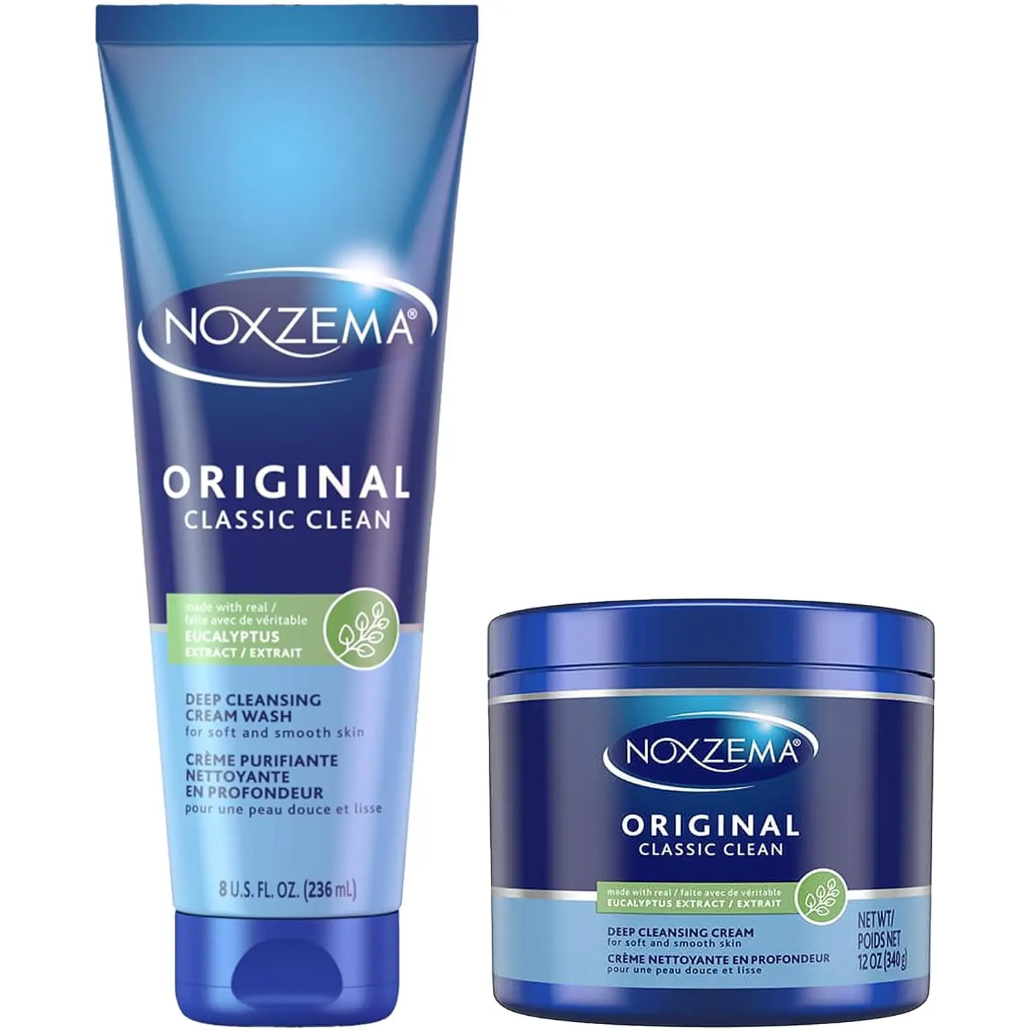 Noxzema Face Wash, Original Deep Cleansing Cream Jar & Tube Bundle | Eucalyptus-Infused Cream Cleanser with the Signature Tingle, Removes Dirt, Oil and Makeup, Dermatologist-Tested