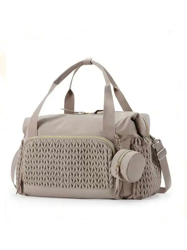 1pc Baby Diaper Bag, Large Capacity Handbag, Travel Diaper Bag, Delivery Hospital Bag With Pacifier Pouch, Diaper Tote Bag With Pacifier Box, Travel Mommy Handbag