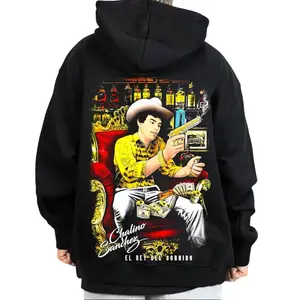 Chalino Sanchez - Unisex Graphic Sweatshirt Hoodie T-Shirt Printed Soft Outdoor, Chicanos Clothing, Cholo Clothes, Mexican Chicano  Menswear Oversized Day Loose Tops Man Fabric