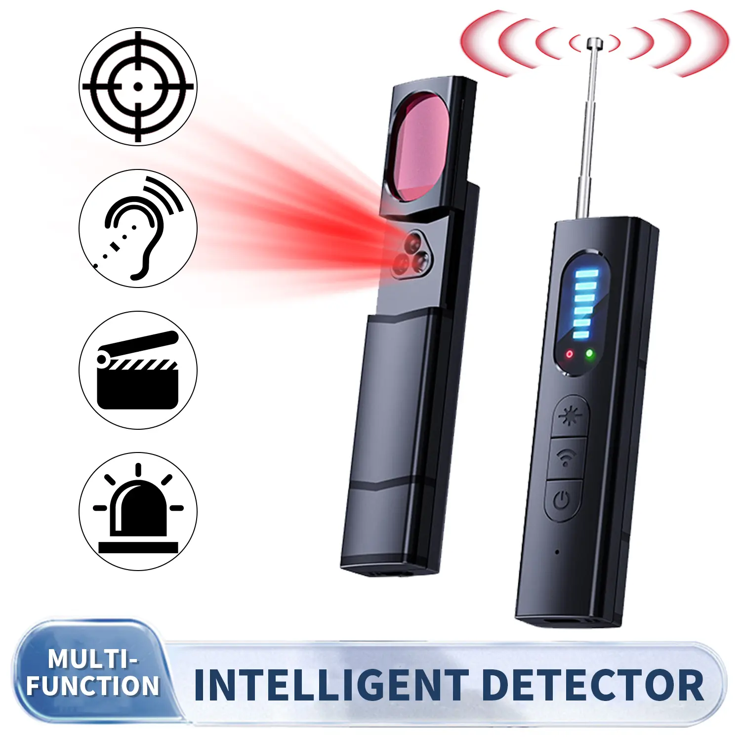 Intelligent Anti-Spy Detector, Wireless Signal Infrared Scanner for Hotel & Travel, Anti-Positioning Monitoring, Automatic Security Detection Protection Device