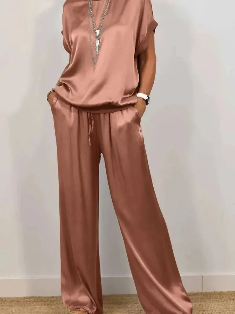 Spring/Summer New Trendy Loose Shirt & Wide-Leg Pants Casual Set