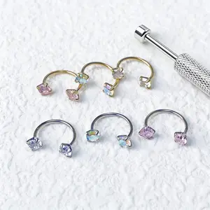 6-Piece Value Set 316L Medical Grade Titanium Nose Rings, 18g 1.0mm U-Shaped Nose Studs, Free Ball Tray and Guide Needle Included, Nose Piercing Kit, Nose Jewelry