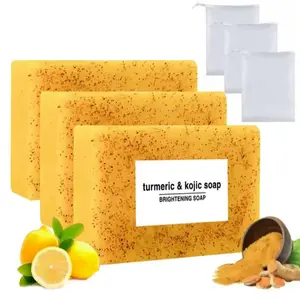 Lemon Turmeric Kojic Soap, Honey Glow Lemon Turmeric Kojic Soap Bar for Face & Body, Natural Handmade Soap Deep Cleansing Moisturizing for All Skin Types