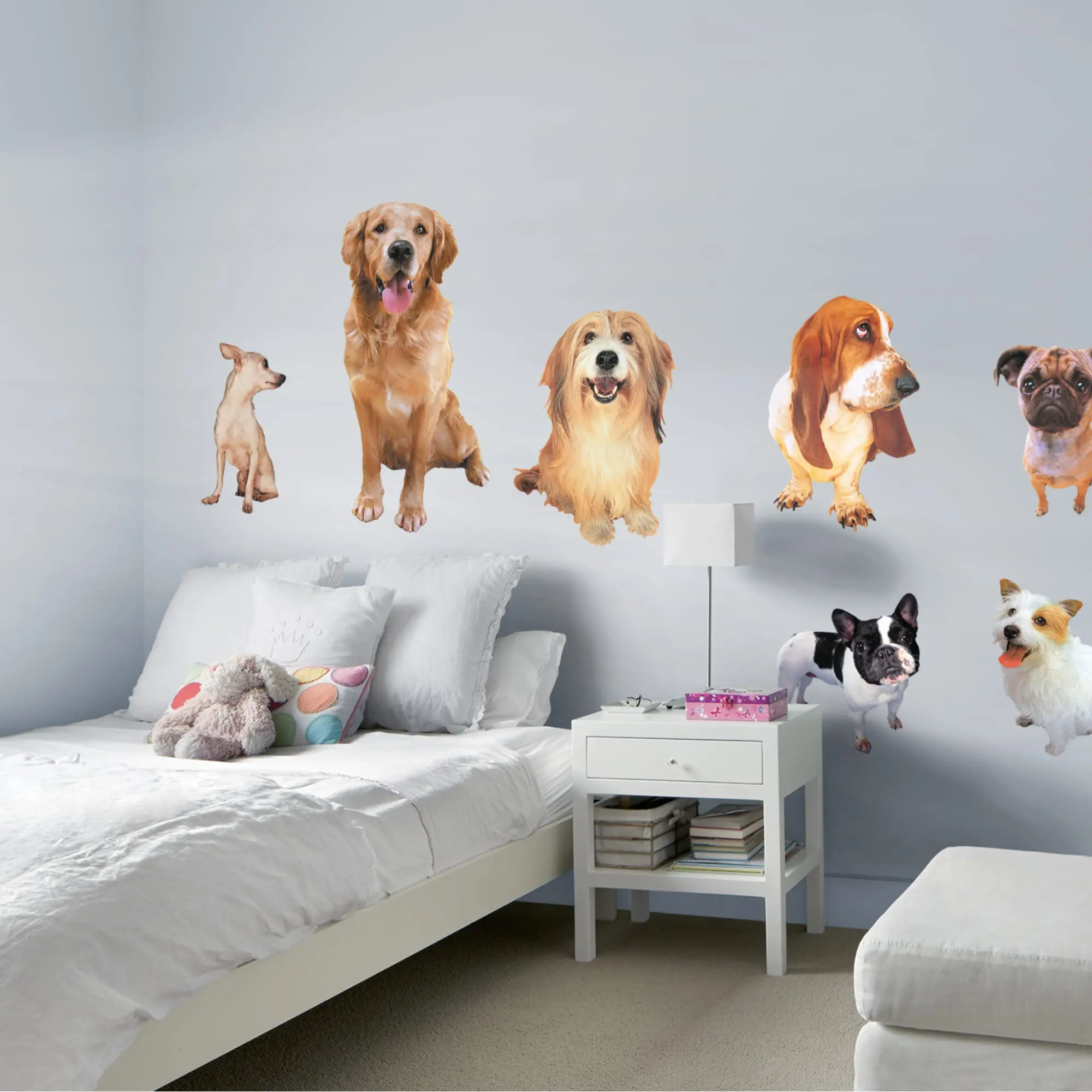Dog Collection Decorative Flat Wall Stickers - Easy-Remove Smooth Vinyl Collectibles with Reusability for Home Decor, Indoor Walls, Sticks to Most Smooth Surfaces