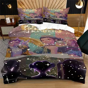 Dreamy Girl Style Printed Bedding Set, Includes 1 Fitted Sheet and 1/2 Coreless Pillowcases, Anti-Wrinkle Durable Kpop Fan Support Bedding