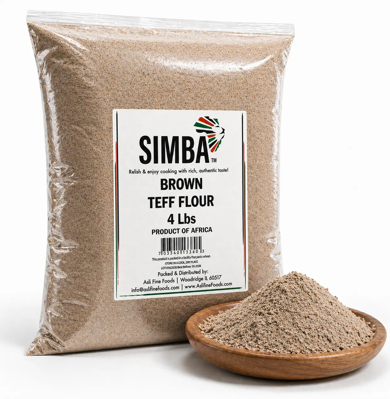 Simba African Teff Flour, 2 Pounds | Perfect for Baking, Flour for Injera | Gluten Free