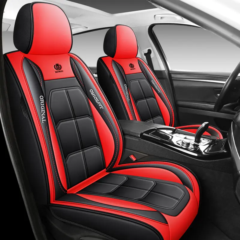 Chevy Silverado 2500 Car Seat Cover - Red and Black PU Leatherette, Original Logo, Comfortable Design, Interior Upgrade for Automotive Driving Use