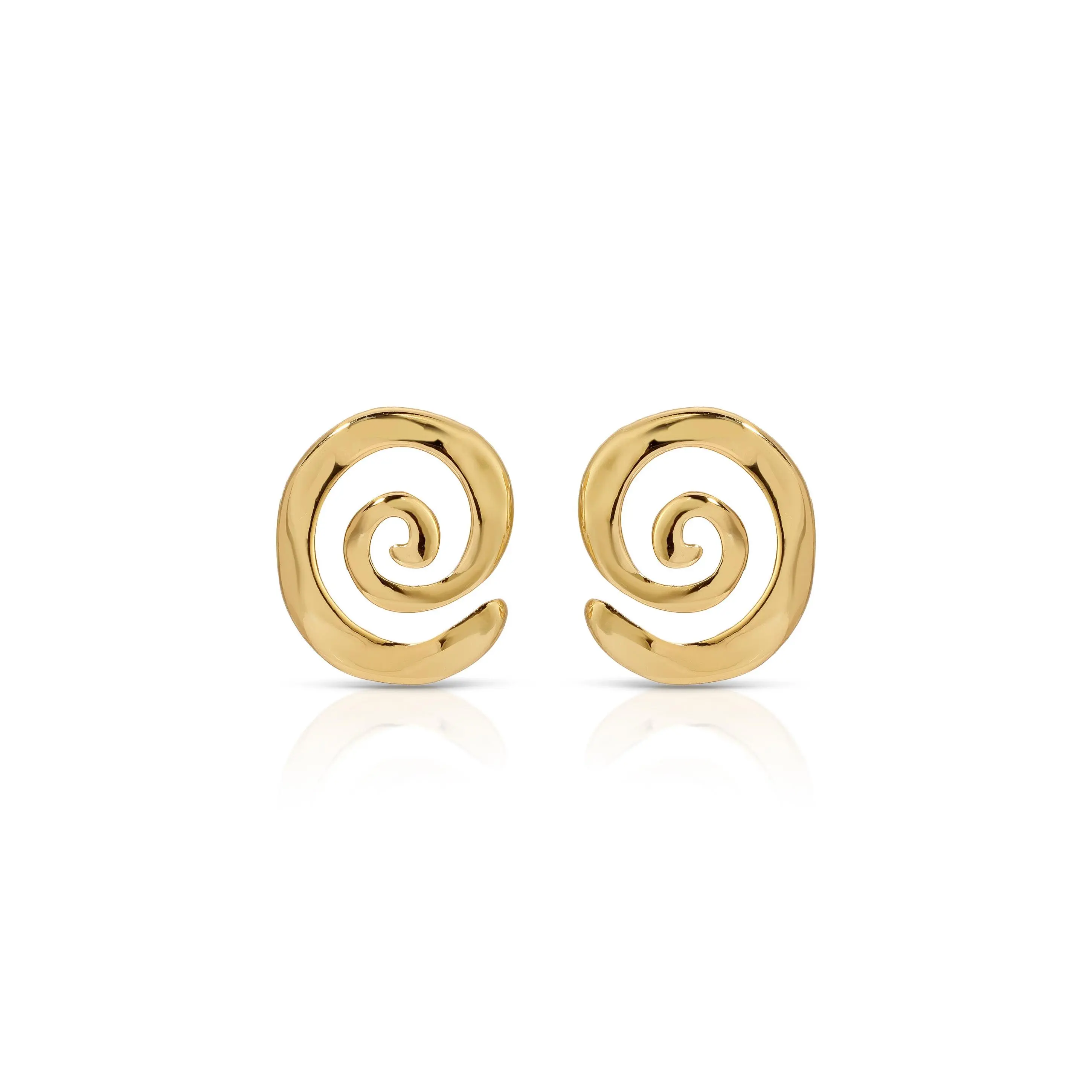 Ettika Aura Swirl Stud Earrings – 18k Gold & Silver Plated Brass Mini Studs for Everyday Elegance