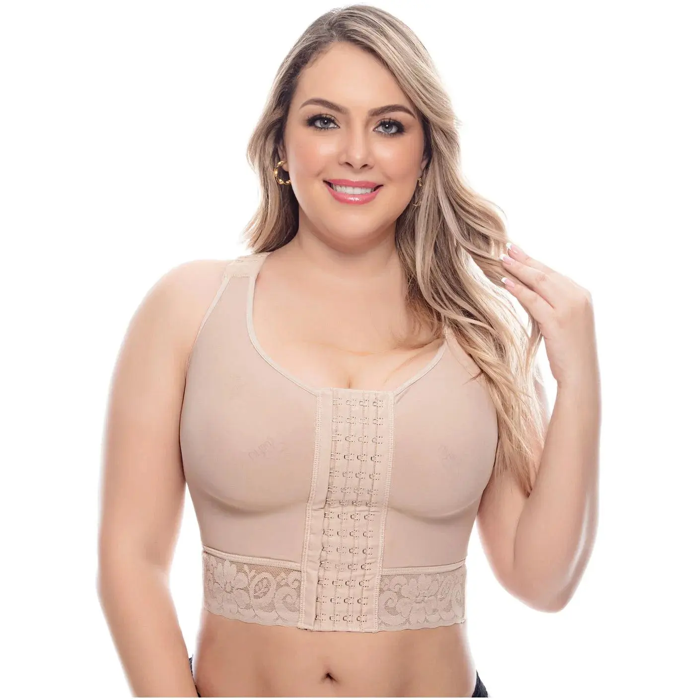 Women's Post-Surgical Shapewear Bra - 3-Row Hook-and-Eye Front Closure, Smooth, Elegant, Loveable for Everyday Wear, Easy Check Access