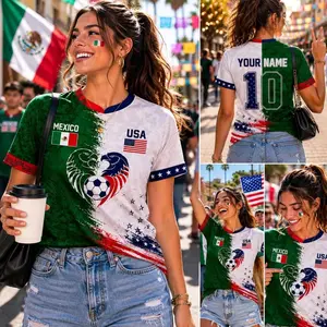 Custom Half USA Half Mexico Soccer Jersey, Personalized Binational Football Top