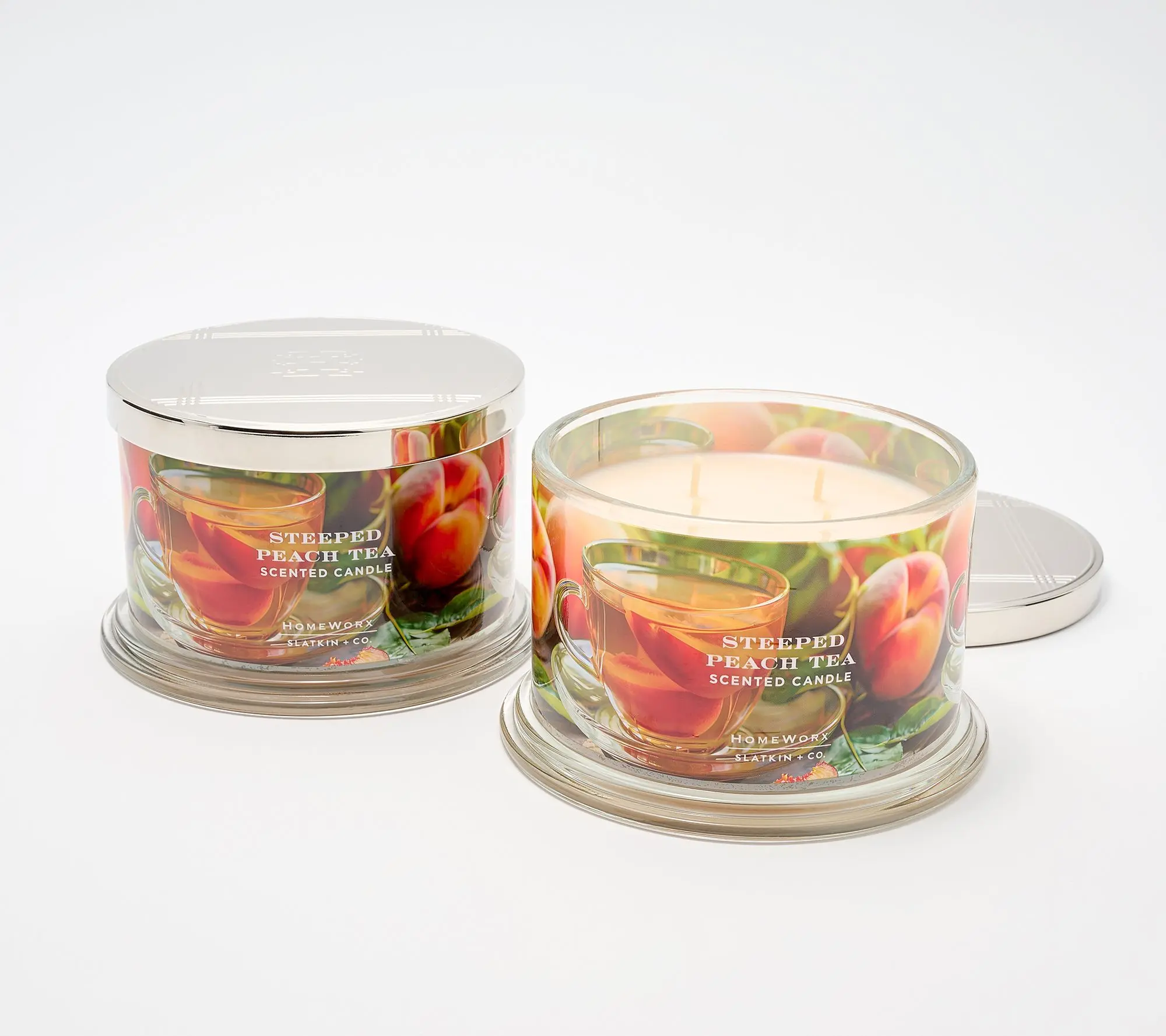 HomeWorx by Slatkin + Co. S/2 18oz Steeped Peach Tea Candles