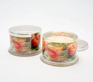 HomeWorx by Slatkin + Co. S/2 18oz Steeped Peach Tea Candles