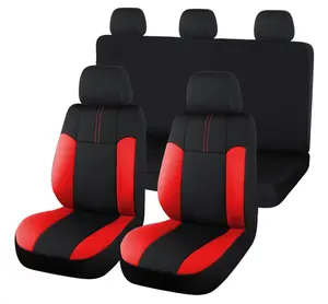 Car Seat Covers Full Set Front Seats and Rear Bench Polyester car seat Protectors Black Gray Purple airbag Compatible Rear Bench Split Black Red for Toyota, Ford, Nissan