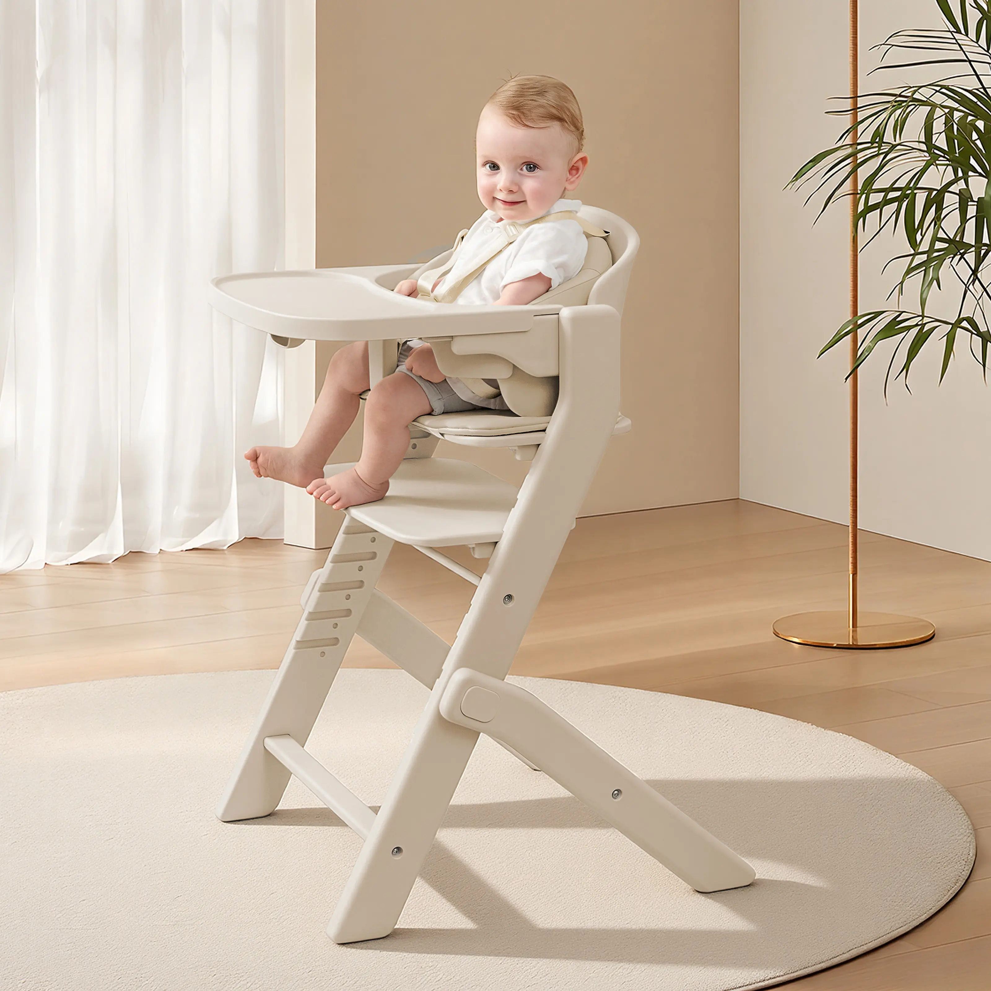 Sohochic 3-in-1 Multifunctional High Chair - Adjustable Toddler Chair, Solid Plastic+Metal Frame, Washable Dining Booster Seat with Soft Cushion & 5-Point Harness, Portable Easy Operation, for 6 Months to 220 Lb, Grows With