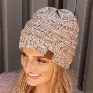C.C® Crafted Multi-Color Beanie - Unisex Soft Acrylic Winter Hat, Crochet-Look Knit, One Size