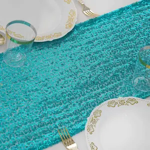 Sequin Table Runner 12"x108" Turquoise - Glittering Finish Table Decor